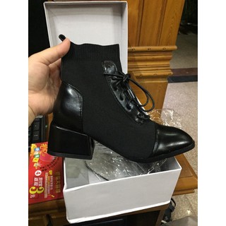 (ORDER) Boot len chun co giãn phối da gót 5cm 2019 mới
