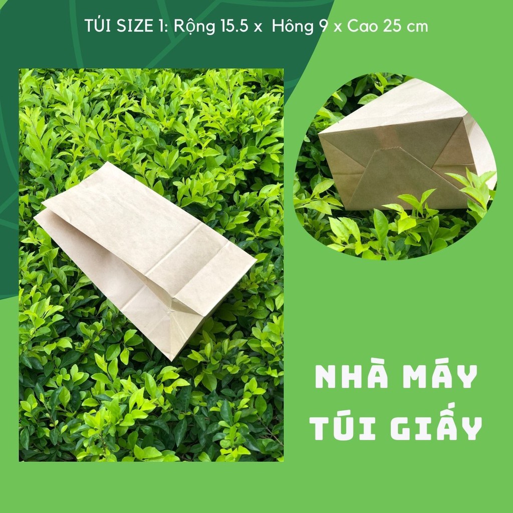 10 chiếc Túi giấy gói quà Giấy Kraft Nhật - Size 1: 15,5x9x25 cm không quai túi nâu gói hàng 1,5kg