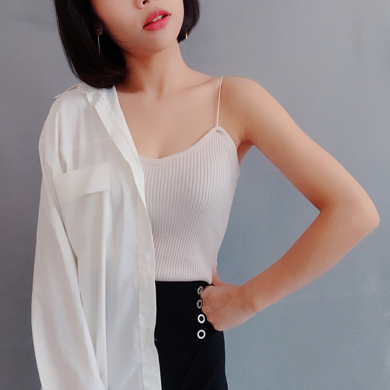 [Mã FAMAYWA giảm 10K đơn 50K] Áo Nữ Hai Dây Quyến Rũ Chất Len Ôm Sát Co Dãn, APG10 | BigBuy360 - bigbuy360.vn