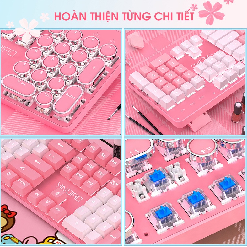 Bàn phím máy tính, bàn phím cơ CAO CÁP HỒNG PRO T900 LED 10 Chế Độ, Phím Cơ Blue Gaming Máy Tính, Laptop, PC