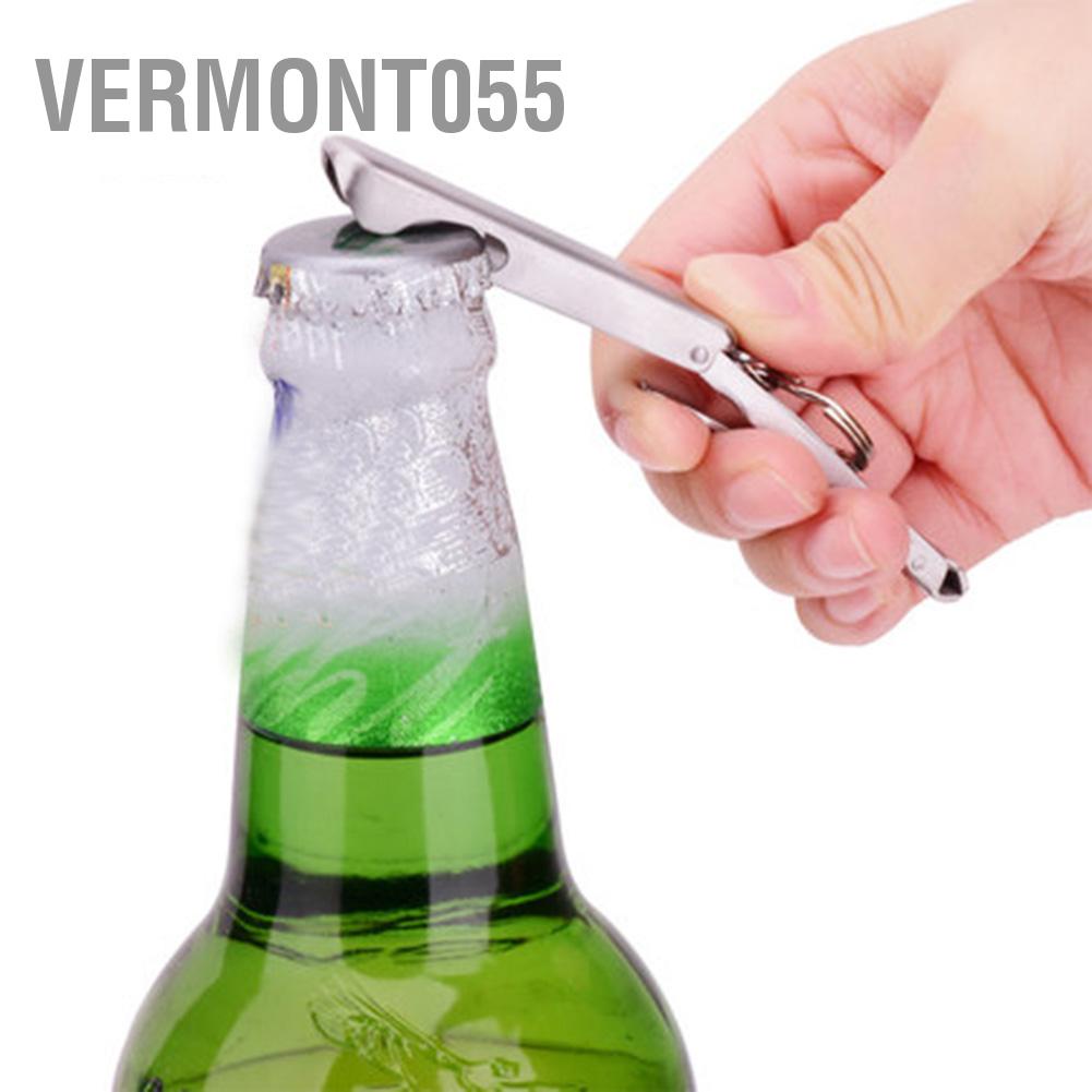 Vermont055 Outdoor Multi-function 2 in 1 Mini Tool Key Chain Ring Nail Cutter Clippers Bottle Opener
