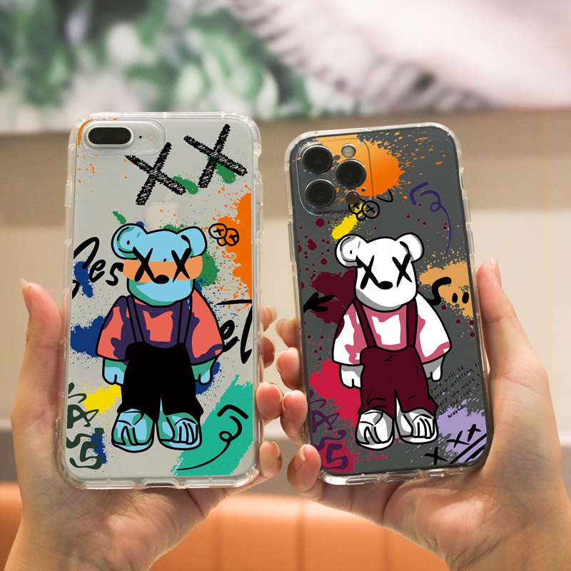 Ốp lưng iphone Ốp điện thoại Suntaiho bằng TPU trong suốt chống rơi họa tiết gấu cho IPhone 13 12 11 Pro Max X Xs Max XR 8 7 6 6S Plus