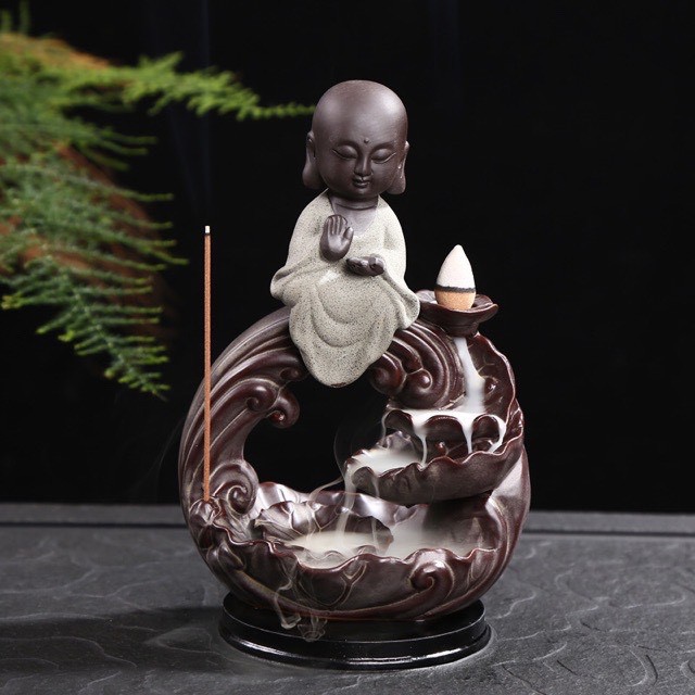 Thác khói trầm hương tặng 3 nụ trầm thác phật thích ca tọa thiền đài sen