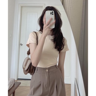 [ATN08-DN] Áo Pull Trơn Basic Dáng Ôm, Áo Thun Co Dãn Cổ Tròn Phong Cách Hàn Quốc March.Clothes