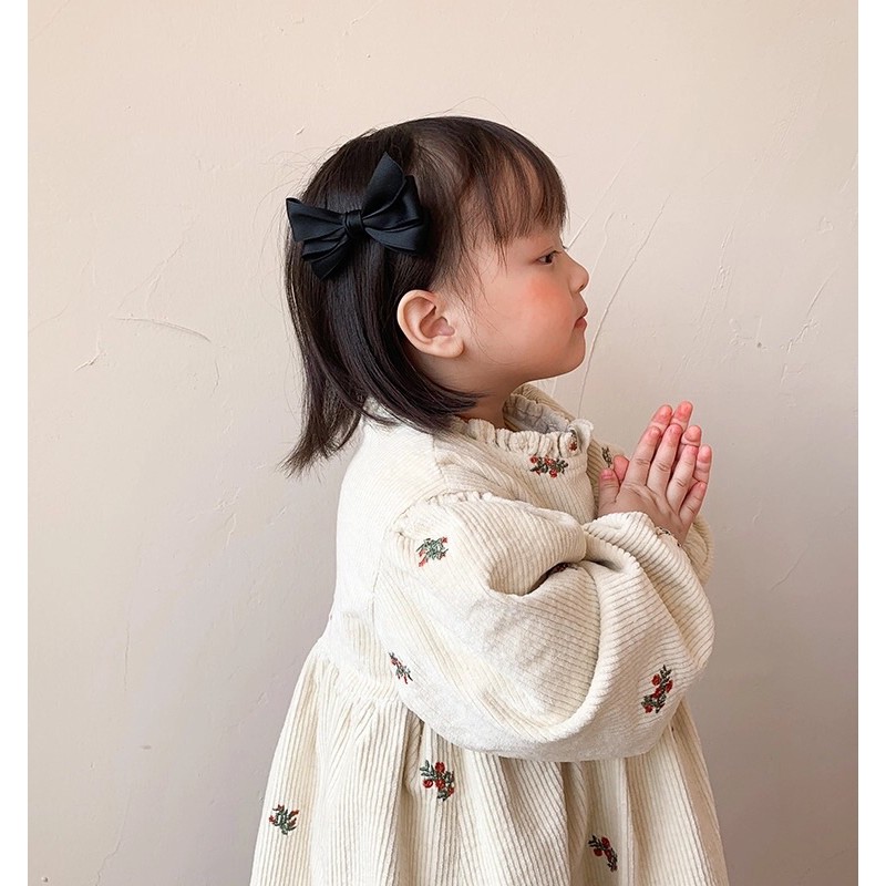 (Mới về) Kẹp nơ trơn (7cm)phong cách retro đơn giản tiểu thư Hàn Quốc Tatitava