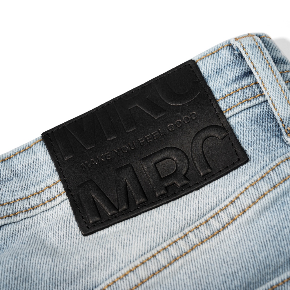 Quần jean dài nam cao cấp xanh denim MRC 0233-SN chất cotton cao cấp, form ôm vừa vặn, rách nhẹ trẻ trung - CUONG STORE