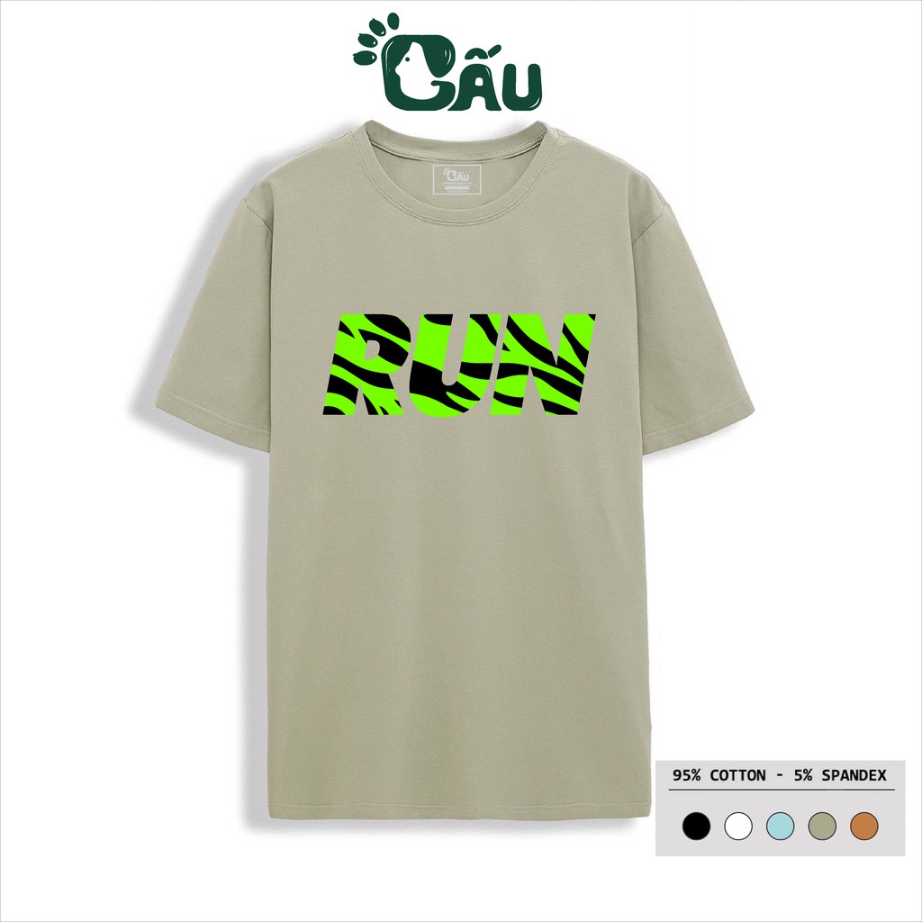Áo thun nam GẤU 194 cổ tròn tay ngắn vải coton co dãn, dày dặn, form regular fit - Run
