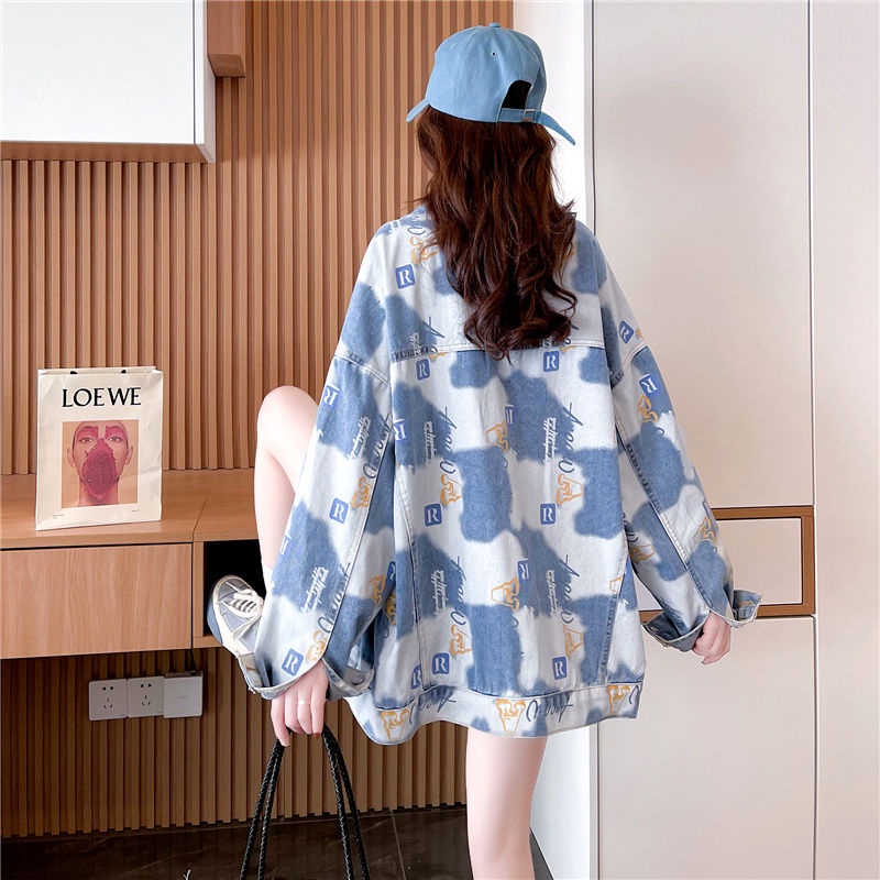 Áo Khoác Denim Cổ POLO In Họa Tiết Thời Trang Mới 2023