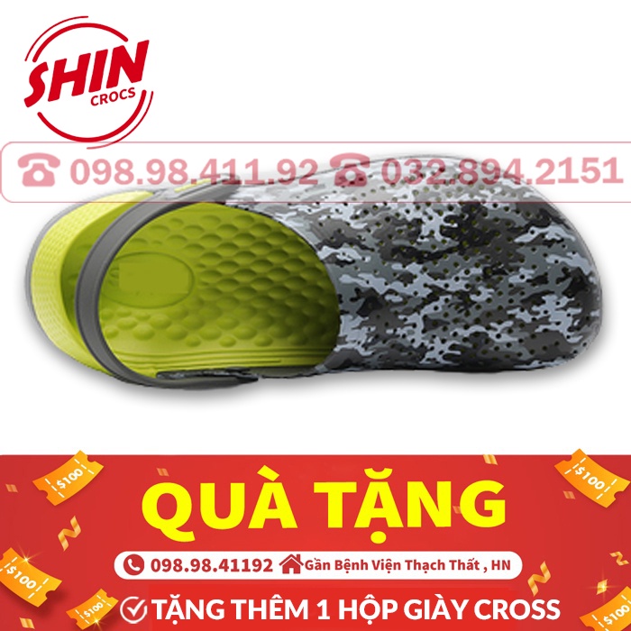 dép crossFREESHIPdép cross quai ngang họa tiết ràn ri lót xanh chuối SHINCR99RR tặng thêm 12 sticker cross