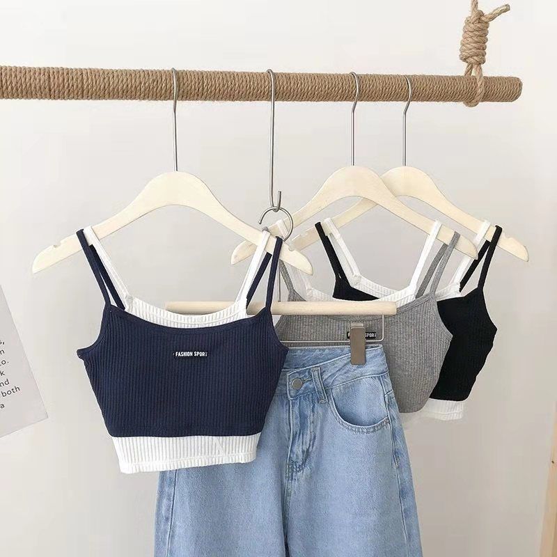 SUXI Áo Hai Dây Nữ Màu Trơn Phong Cách Hàn Quốc