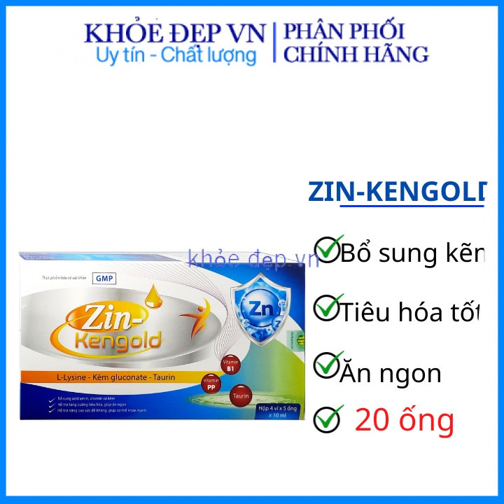 SiroZIN-KENGOLD bổ sung Kẽm, Lysine và Vitamin hỗ trợ tăng cường hấp thu chất dinh dưỡng cho bé – Hộp 20 ống