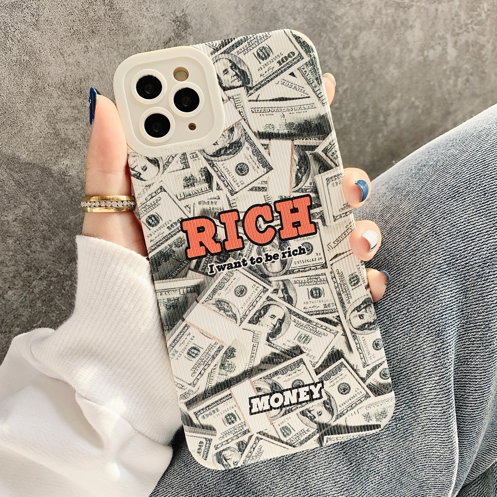 Ốp lưng da sọc bảo vệ camera RICH Money dành cho nhiều dòng máy của Iphone/samsung/oppo/realme/xiaomi/vivo