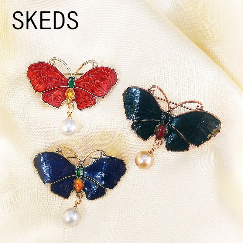 Ghim Cài Áo Hình Bươm Bướm Hoạt Hình Đính Ngọc Trai Thời Trang