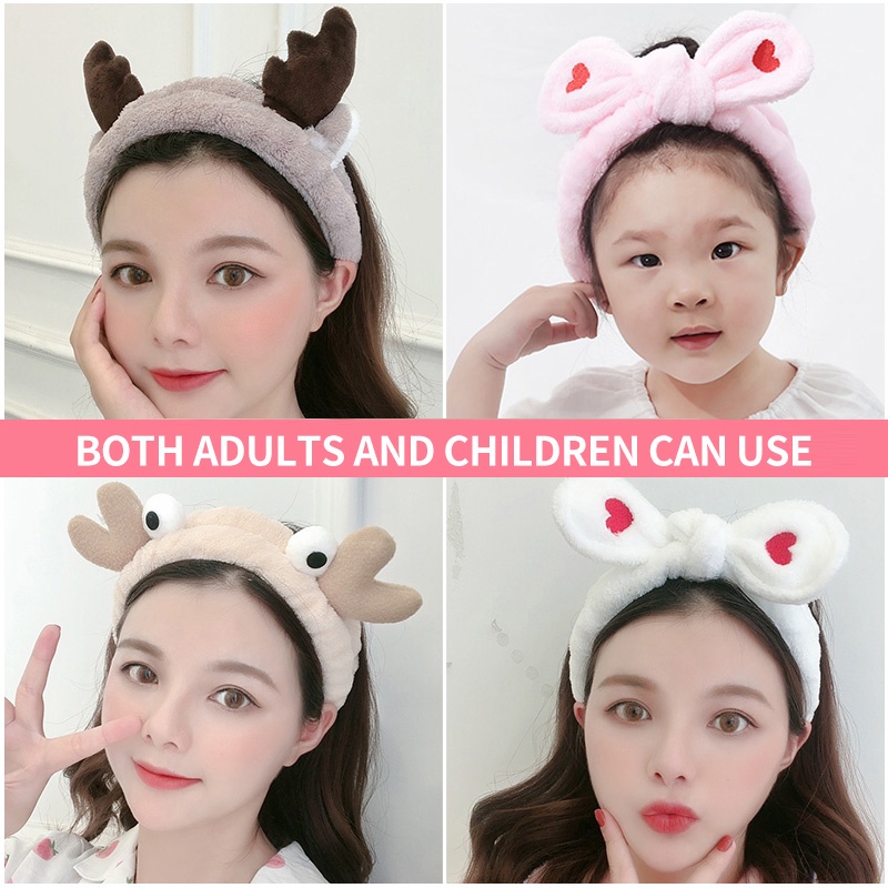 Băng đô Haimeikang chất liệu vải lông họa tiết dễ thương phong cách Hàn Quốc dùng khi rửa mặt