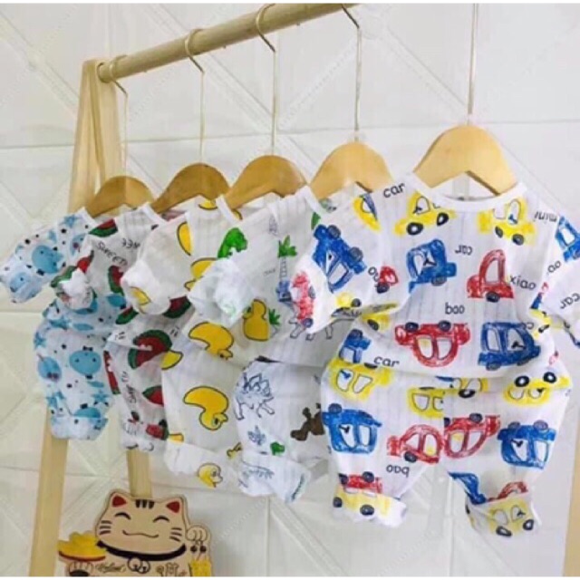 Combo 5 bộ cotton giấy♥️♥️𝐋𝐎𝐀̣𝐈 𝟏♥️♥️ dài tay mềm mịn cho bé