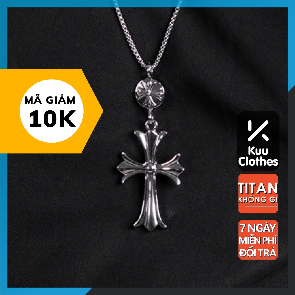 Vòng cổ nam nữ unisex dây chuyền Kuu Clothes màu bạc Titan đẹp phụ kiện thời trang - Vòng cổ Chrome Heart