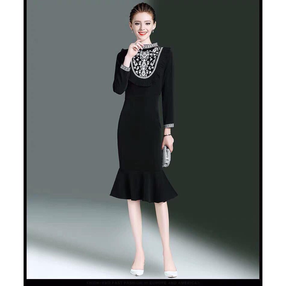 👗 ĐẦM ĐUÔI CÁ THÊU HOẠ TIẾT CAO CẤP MSP_DVGS_D300