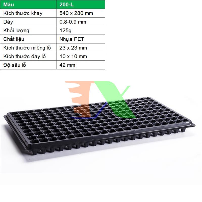 Hộp 150 khay ươm cây (Dày 1mm, nặng 120g), khay ươm hạt, vỉ ươm rau (200 lỗ)