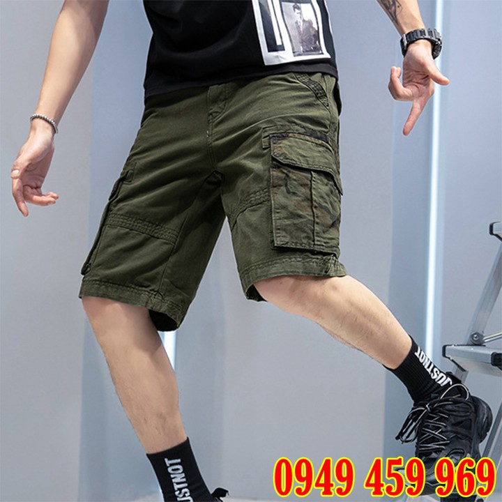 Quần Sóc Nam Kaki Túi Hộp Phong Cách Lính - Mã QS021