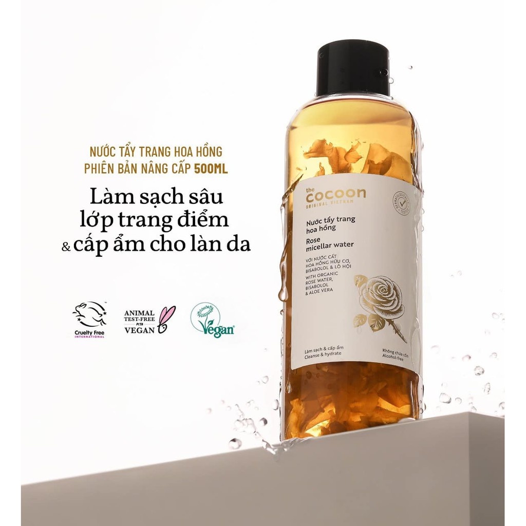 Nước tẩy trang Cocoon làm dịu nhẹ, sạch sâu và cấp ẩm 500ml ( hoa hồng / bí đao ) | BigBuy360 - bigbuy360.vn