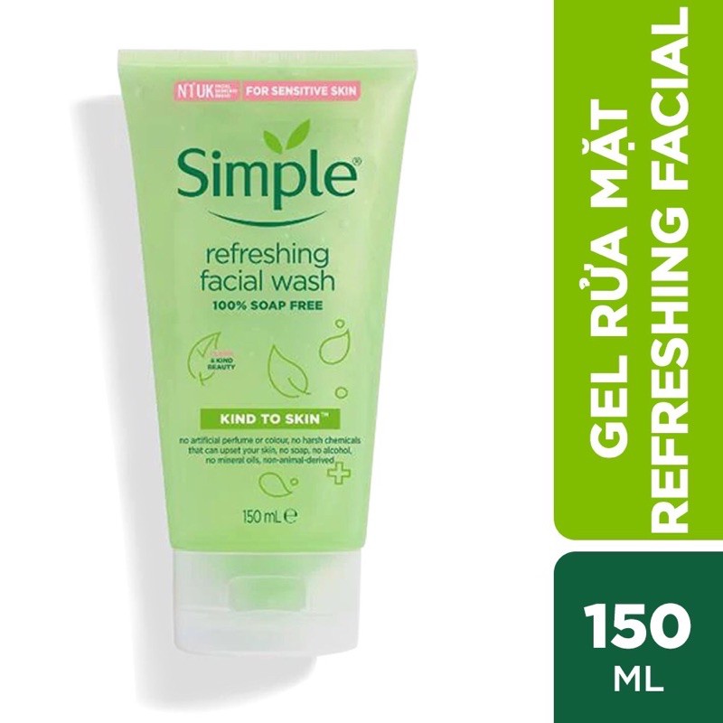 Gel/ sữa rửa mặt dưỡng ẩm Simple refreshing facial wash 150ml