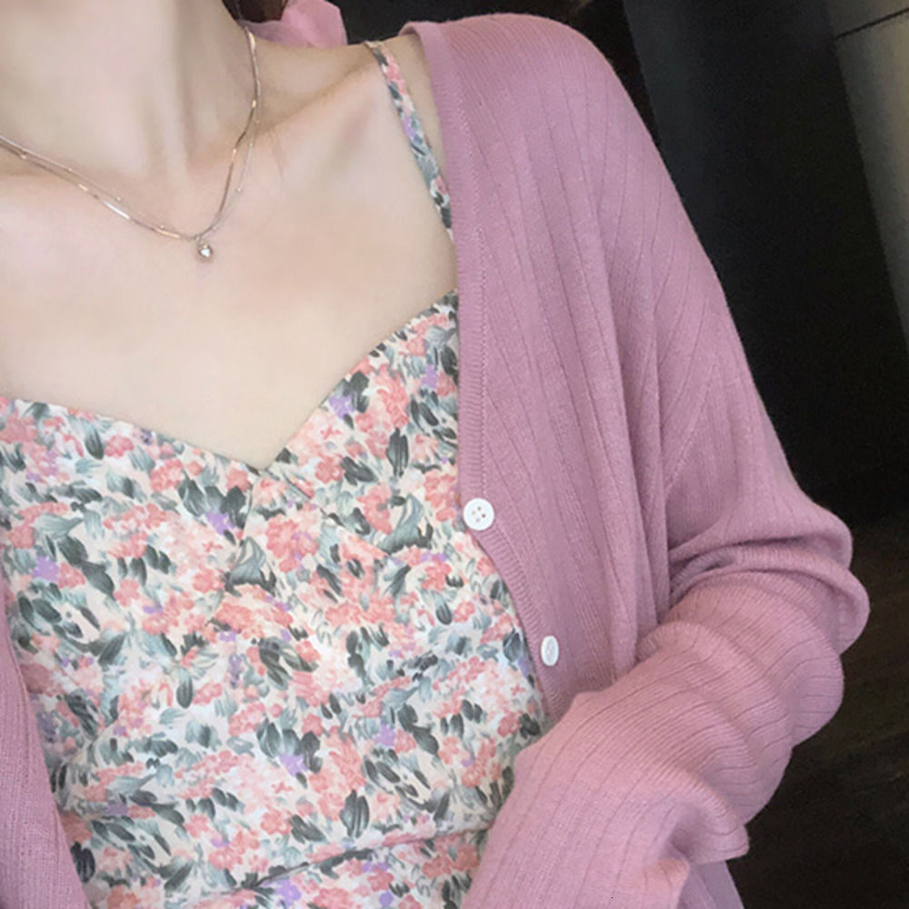 Áo Cardigan Dệt Kim Mỏng Dáng Rộng Màu Tím Thời Trang Xuân Hè Đơn Giản