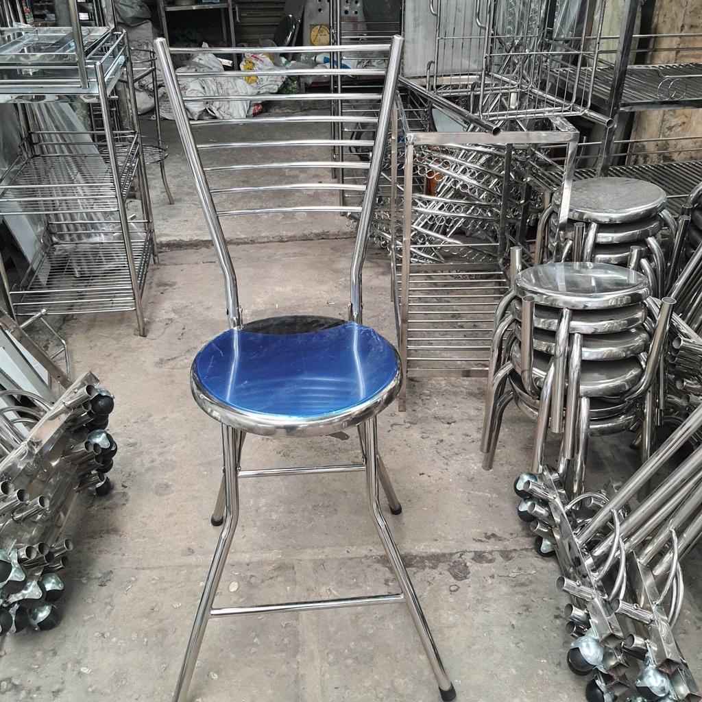 Ghế xếp 8 song , inox có lưng dựa cao lên mặt ghế 60cm/70cm/80cm . Hàng dày 1mm , chắc chắn , sử dụng an tâm .