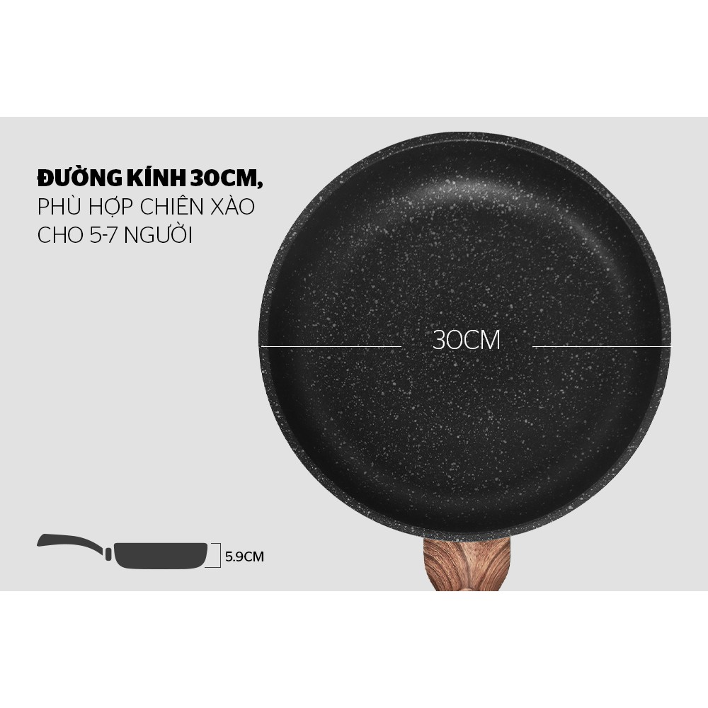 CHẢO ĐÚC SIÊU BỀN VÂN ĐÁ ĐÁY TỪ SUNHOUSE MAMA SHG1130MMC