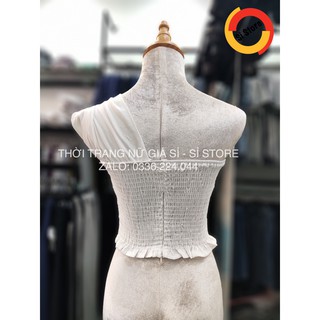 Áo CROPTOP Lệch 1 Bên Vai (TRẮNG)