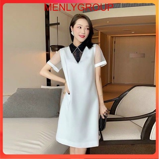 Đầm suông tay lưới cổ đính đá