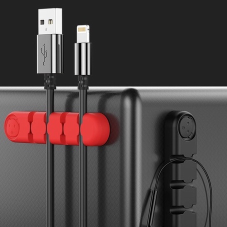 Kẹp silicon giữ dây cáp sạc, tai nghe, dây phụ kiện đa năng làm gọn bàn làm việc hình gấu bear chất lượng cao