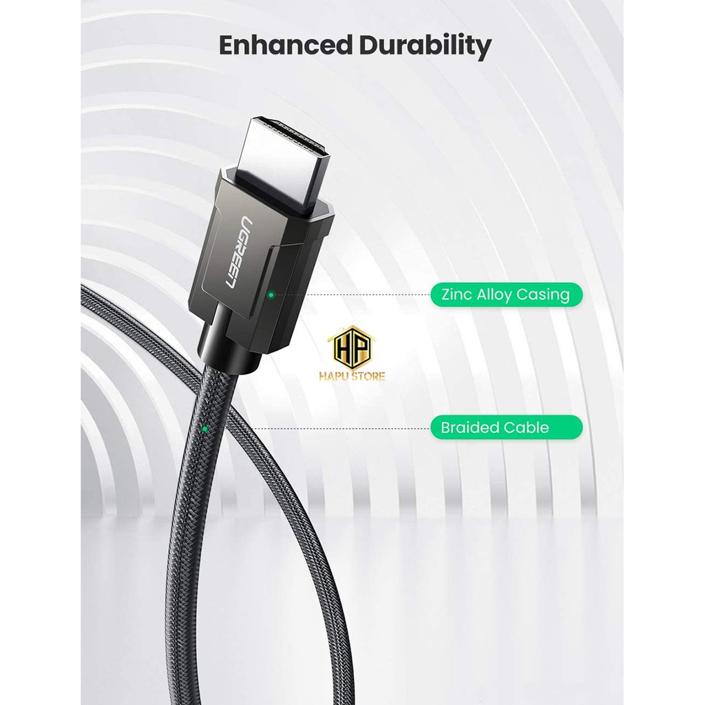 Cáp HDMI 2.1 Ugreen dài 1m - 2m độ phân giải 8K/60Hz 48Gbps cao cấp - Hapustore