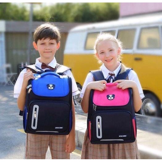 Balo Gấu Cho Bé Cấp 1 Chống Gù,Có Phản Quang,Chống Thấm Nước,Nhiều Ngăn Tiện Dụng