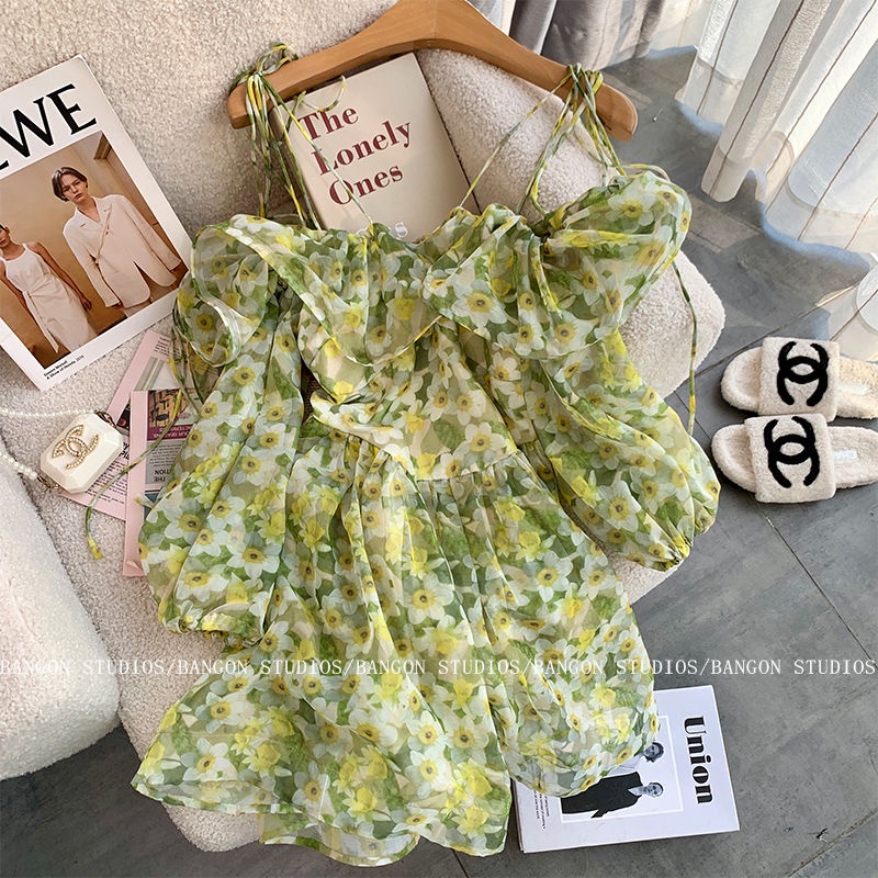 Đầm Hai Dây Họa Tiết Hoa Thiết Kế Mới Quyến Rũ Thời Trang Dành Cho Nữ