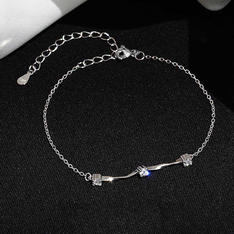 Vòng Tay Mạ Bạc 925 Đính Đá Zircon Đơn Giản Thời Trang Phong Cách Hàn Quốc