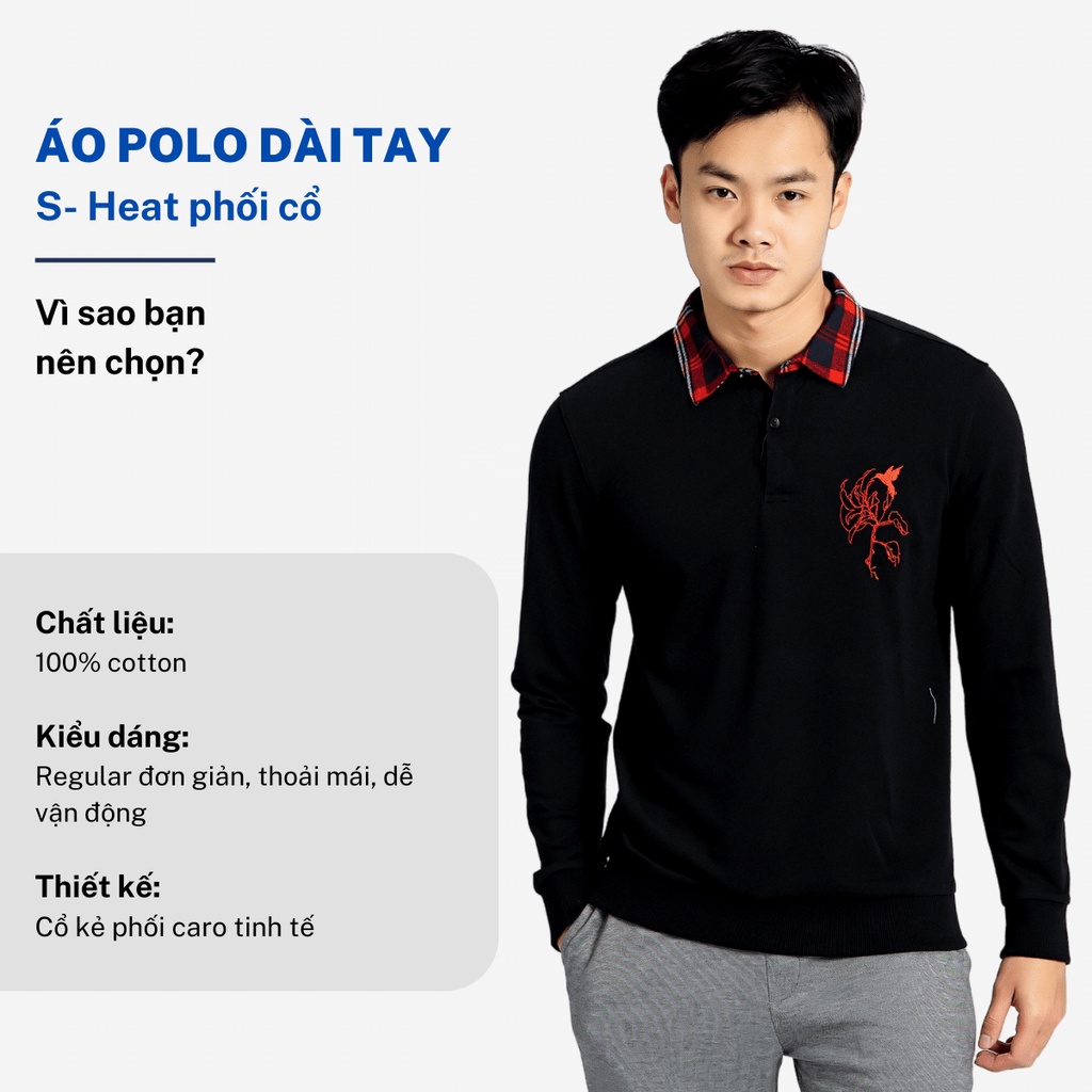 Áo polo dài tay nam CIZA vải cao cấp thêu in hình phong cách độc trẻ trung size S M L XL APDR01