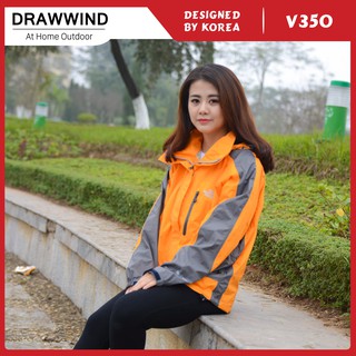 Áo gió 2 lớp nam nữ chống nước màu cam size châu á,khoác dù vải GORE TEX  Drawwind V350