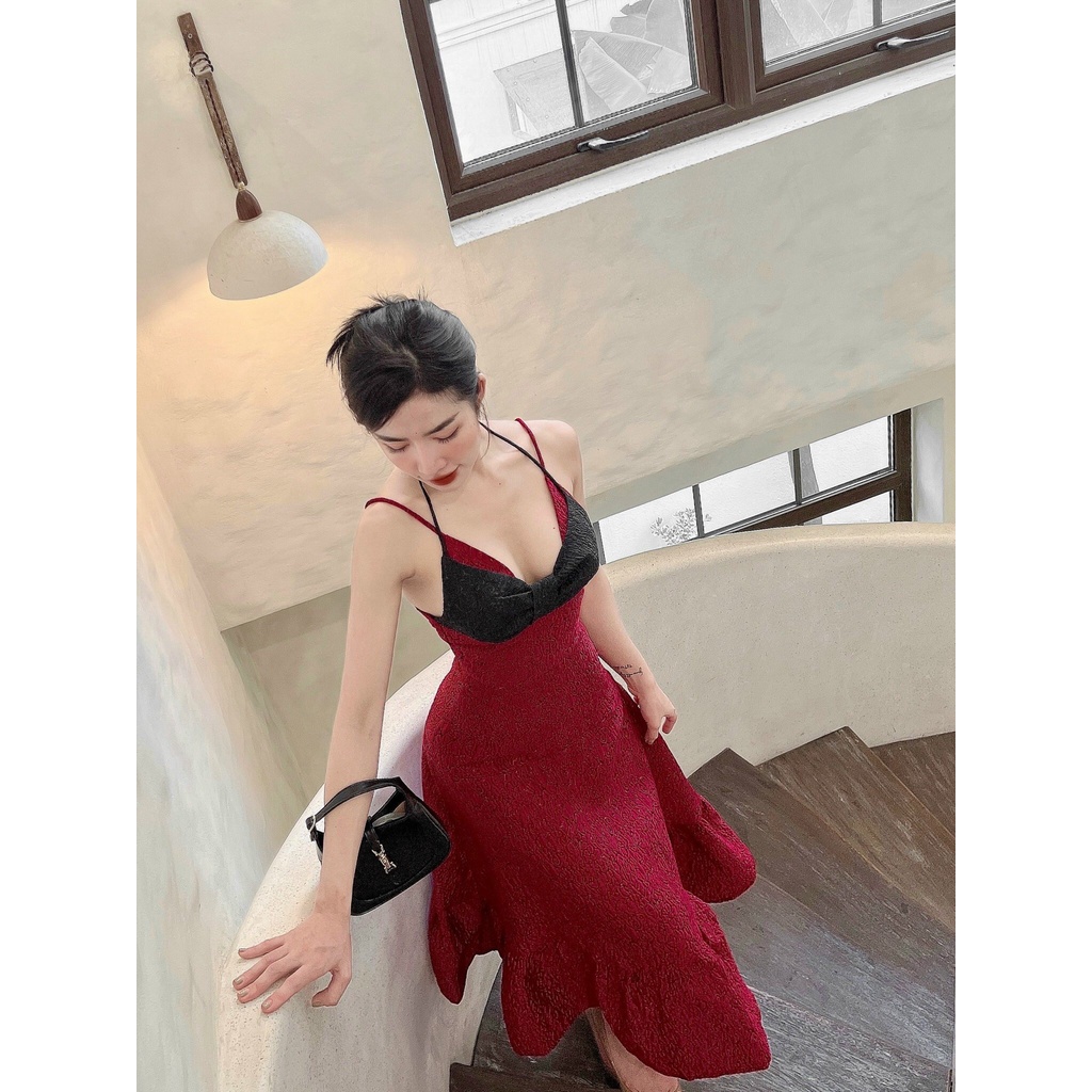 Váy Đầm Thiết Kế THUYNGOTHANH hai dây đỏ SALE