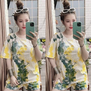Sét bộ short 3D thun lạnh form rộng in loang màu đơn giản