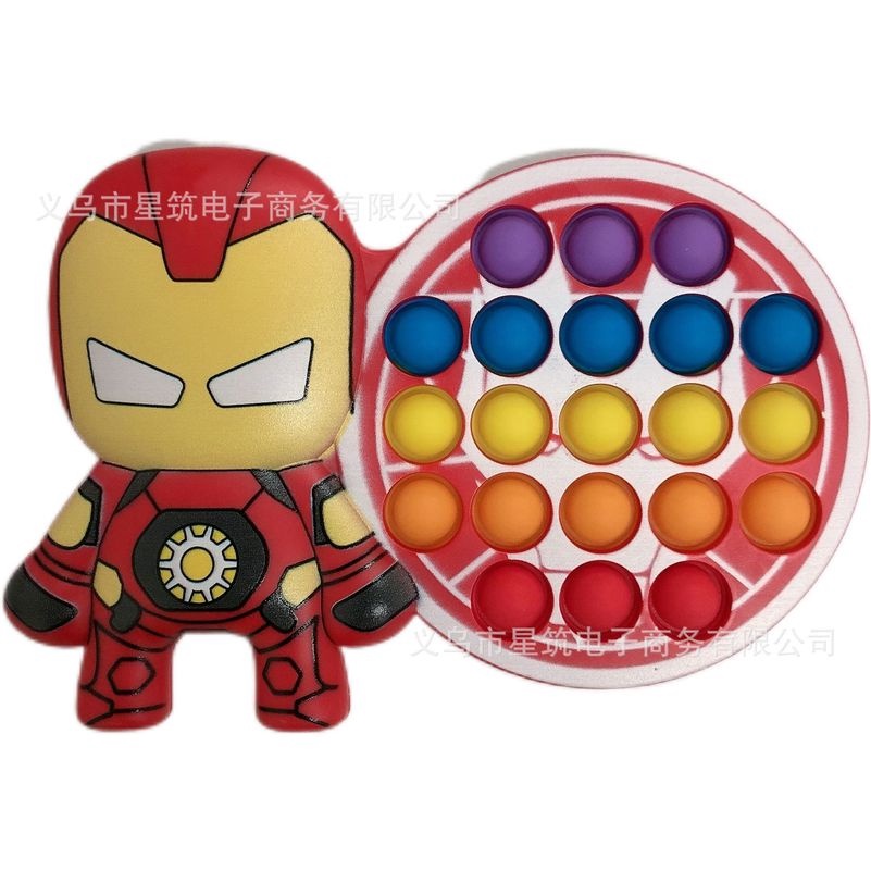 Đẩy Pop it Yoda Siêu anh hùng Marvel Avengers Iron Man Spider-Man Người Nhện Lo lắng Giảm lo âu Đẩy Bong bóng Giác quan Thần tài Giải phóng Căng thẳng Đồ chơi Đồ chơi giải nén~spz
