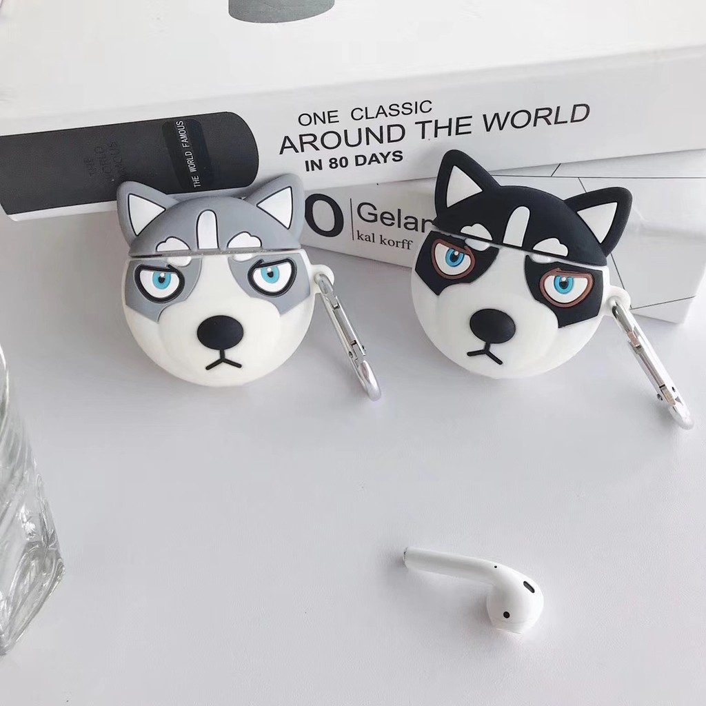 Ốp airpod/Case airpod/bao airpod 1 và 2, i11,i12, i99, i100...Chó Husky Cao Cấp