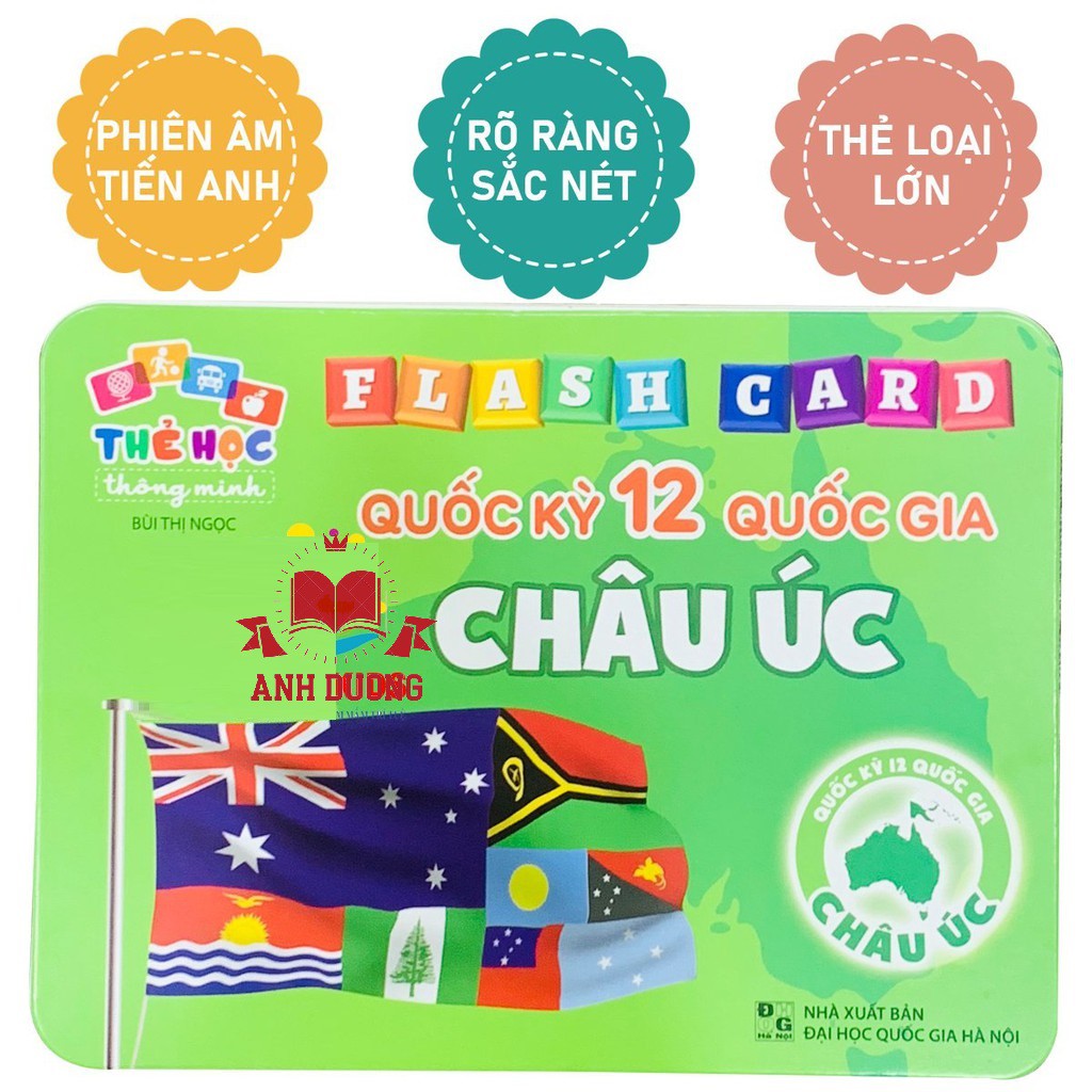 Bộ Thẻ Học Song Ngữ Quốc Kỳ Các Quốc Gia Trên Thế Giới- 175 Flaschcard Cờ Các Nước Kèm Hình Ảnh Sinh Động