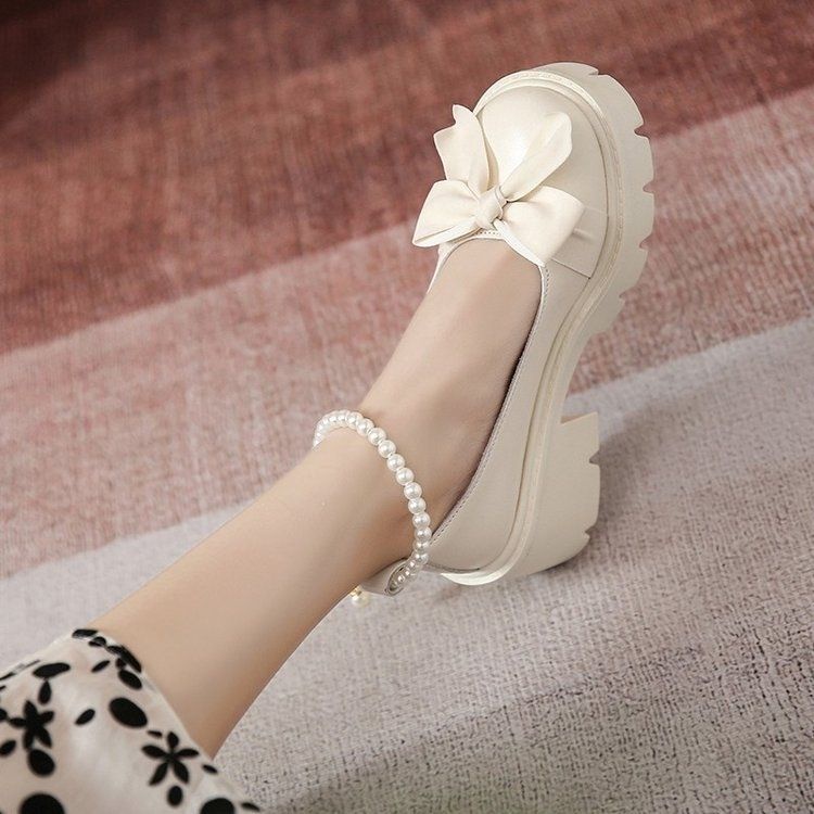 Giày Cao Gót Đế Dày Đính Nơ Thời Trang Mùa Hè