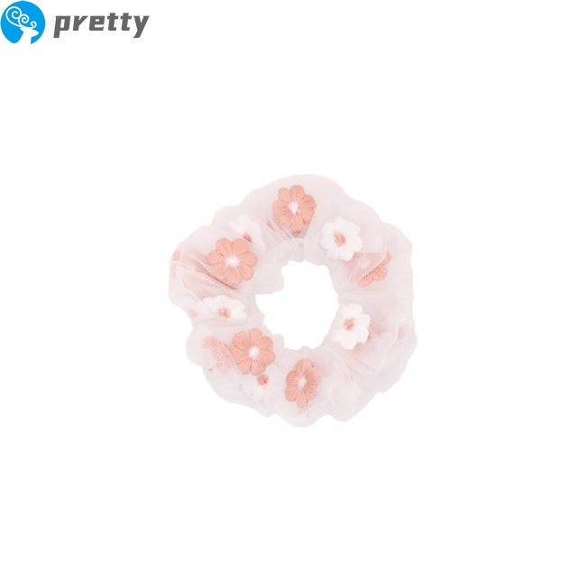 Dây buộc tóc bằng vải organza thêu hoa dễ thương