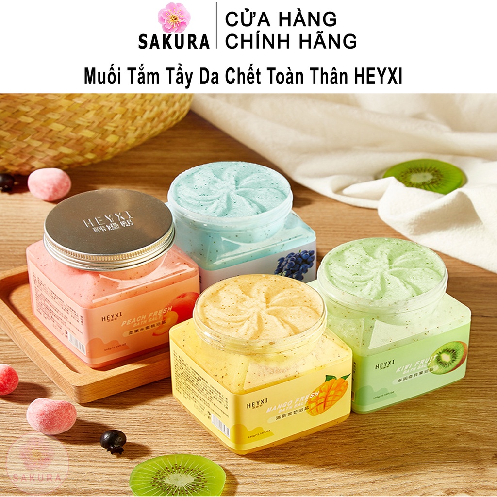 Muối tắm tẩy tế bào chết body toàn thân hoa quả trắng da tẩy da chết body HEYXI siêu HOT SAKURA H4 350g