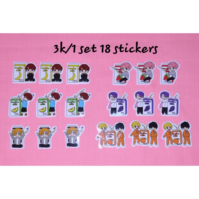 (Có sẵn) Set stickers chibi BTS milk