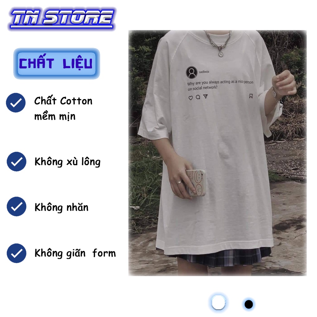 Áo thun tay lỡ from rộng SADTAGRAM Unisex,  Áo đôi nam nữ chất cotton dày dặn - TNStore | BigBuy360 - bigbuy360.vn