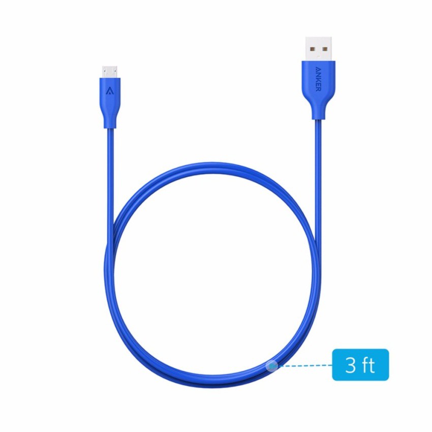 [Freeship toàn quốc từ 50k] Cáp sạc siêu bền ANKER Powerline Micro-USB 0.9m cho Android (Xanh dương)