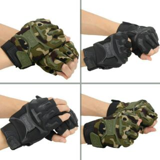 Găng tay hở ngón cao cấp kiểu quân đội
