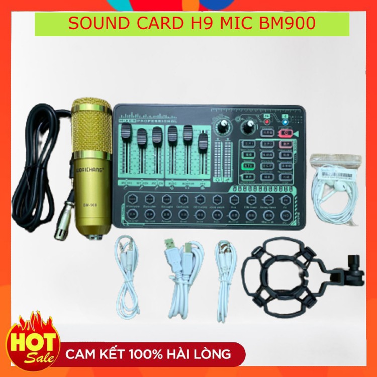 Combo Bộ Livestream Thu Âm Mic BM900 và Sound Card H9 PRO Bluetooth Autotune Giá Rẻ . Bảo Hành Lên Đến 12 Tháng